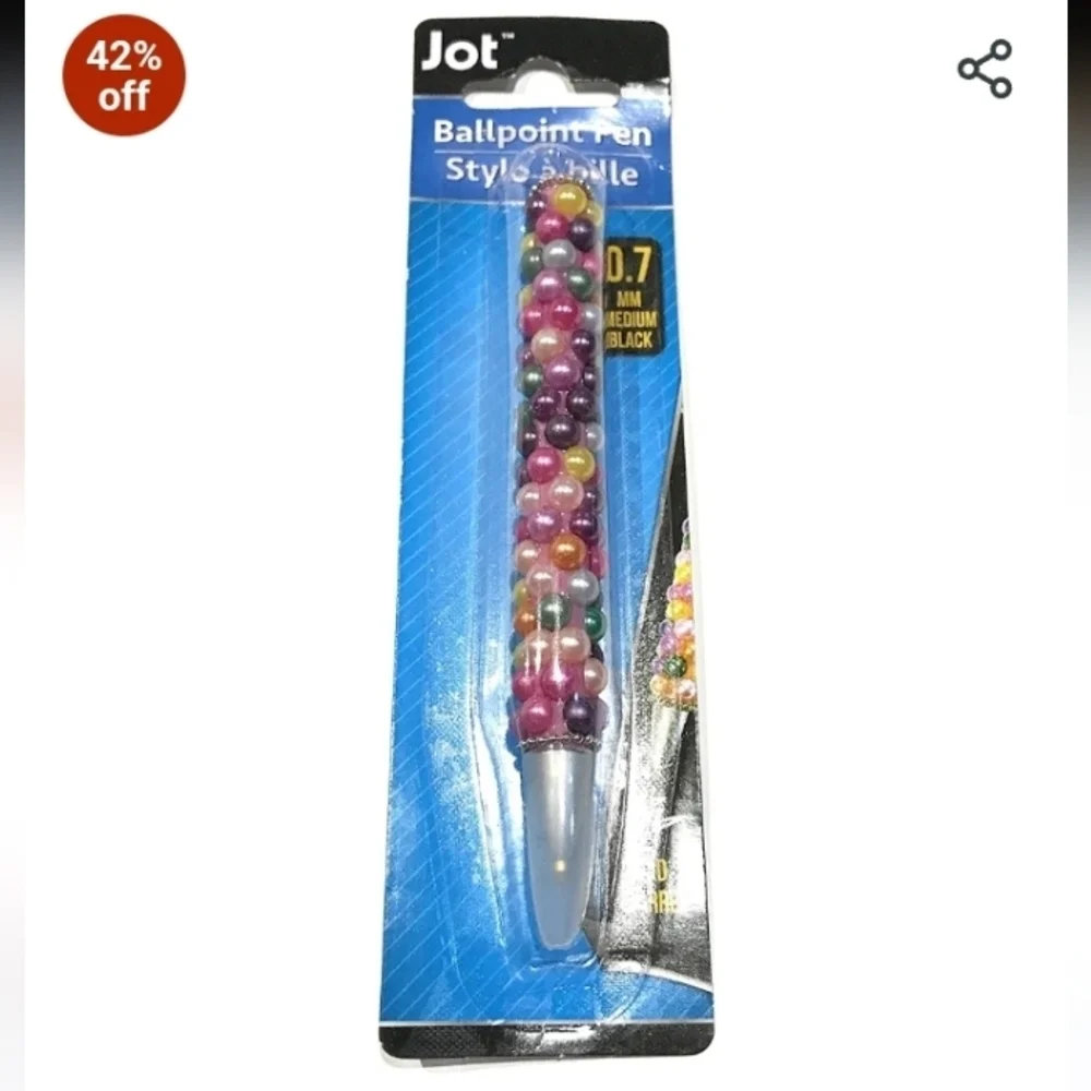 Ballpoint Pen With Colorful Beads With Medium Black Ink